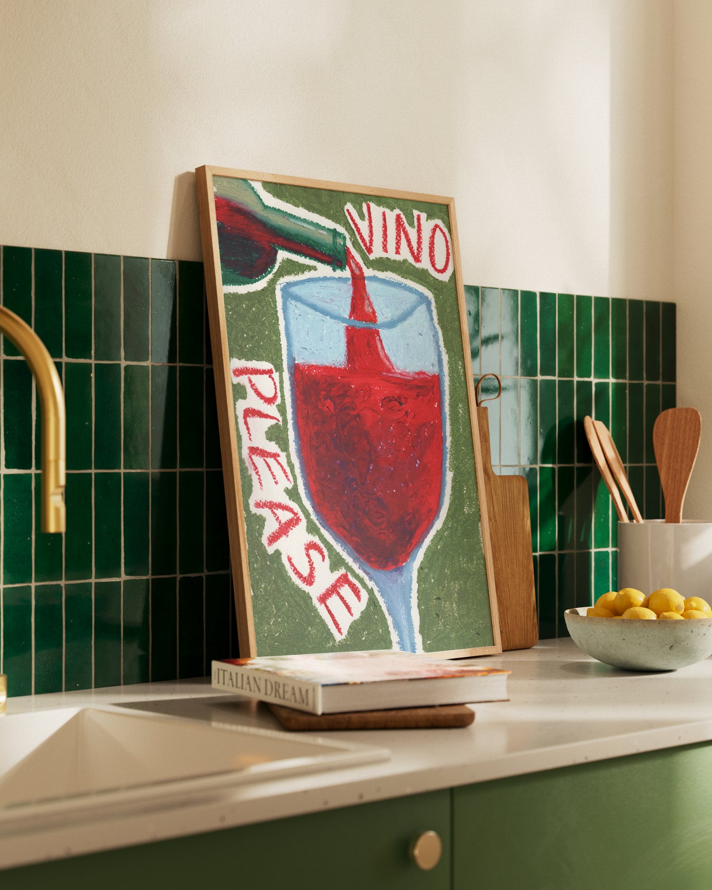 Vino Please Oil Pastel Print